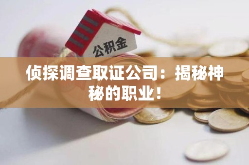武夷山侦探调查取证公司：揭秘神秘的职业！