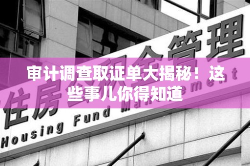 武夷山审计调查取证单大揭秘！这些事儿你得知道