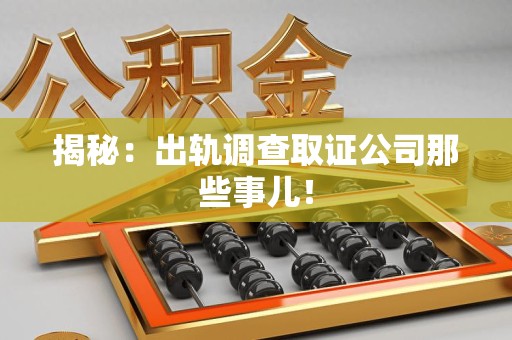 武夷山揭秘：出轨调查取证公司那些事儿！