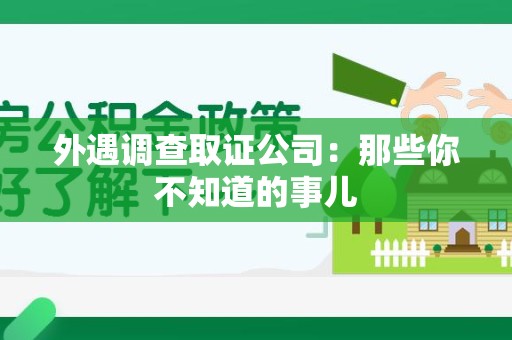 武夷山外遇调查取证公司：那些你不知道的事儿