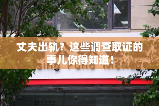 武夷山丈夫出轨？这些调查取证的事儿你得知道！