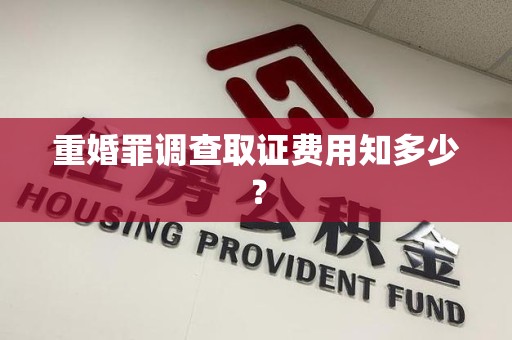 武夷山重婚罪调查取证费用知多少？