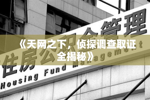 武夷山《天网之下，侦探调查取证全揭秘》
