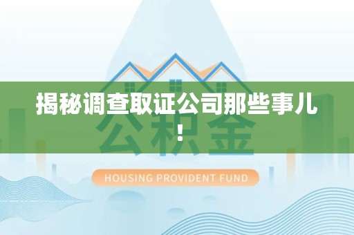 武夷山揭秘调查取证公司那些事儿！
