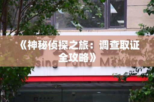 武夷山《神秘侦探之旅：调查取证全攻略》
