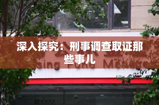 武夷山深入探究：刑事调查取证那些事儿