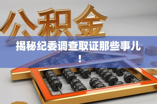 武夷山揭秘纪委调查取证那些事儿！