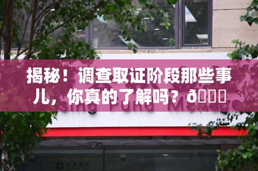 武夷山揭秘！调查取证阶段那些事儿，你真的了解吗？😎